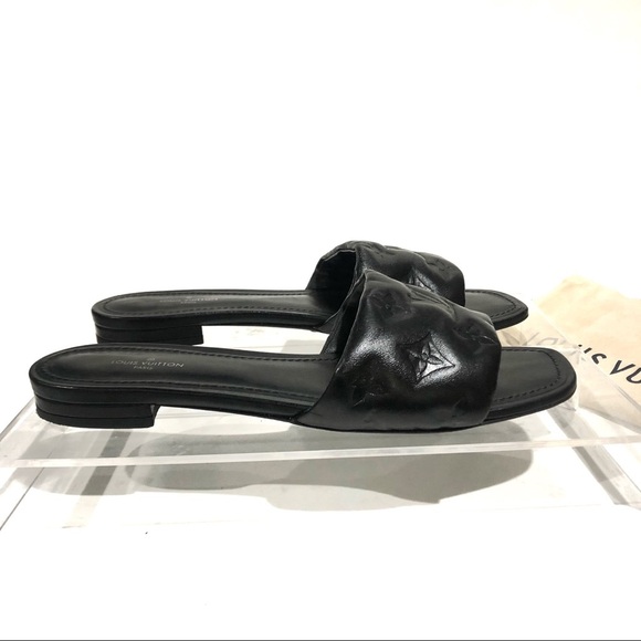 Authentic Louis Vuitton Monogram Leather Revival Flat Slide Mules 38 - Picture 3 of 13